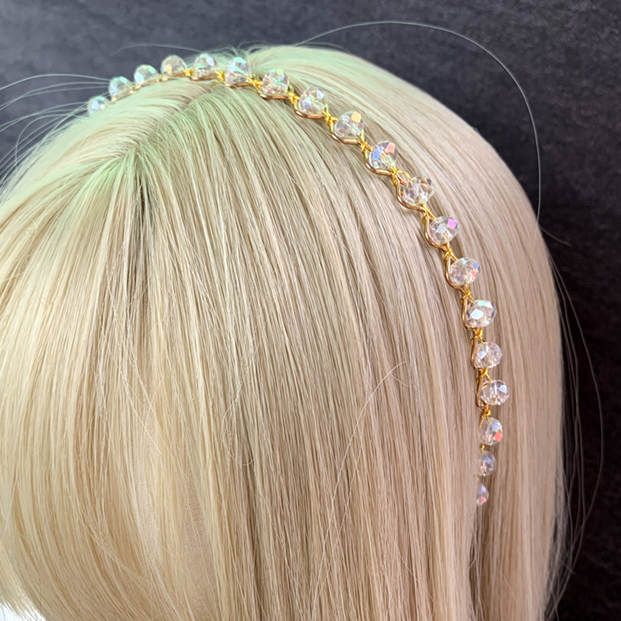 Women's Gender Inlay Design Simple Style Style Simple Style Women's Round Crystal Inlay Pearl Jewelry Headband