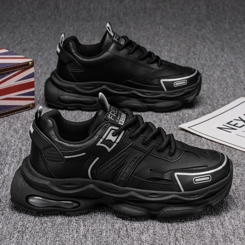 남성 운동화 통기성 여름 키높이 다용도 캐주얼 트렌디 신상 블랙 두꺼운 밑창 아빠 신발
