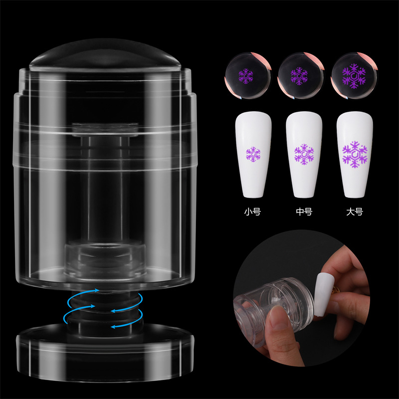 Nuevo producto transfronterizo sello de uñas giratorio expansión retráctil de tamaño variable patrón herramienta de impresión de sello de silicona
