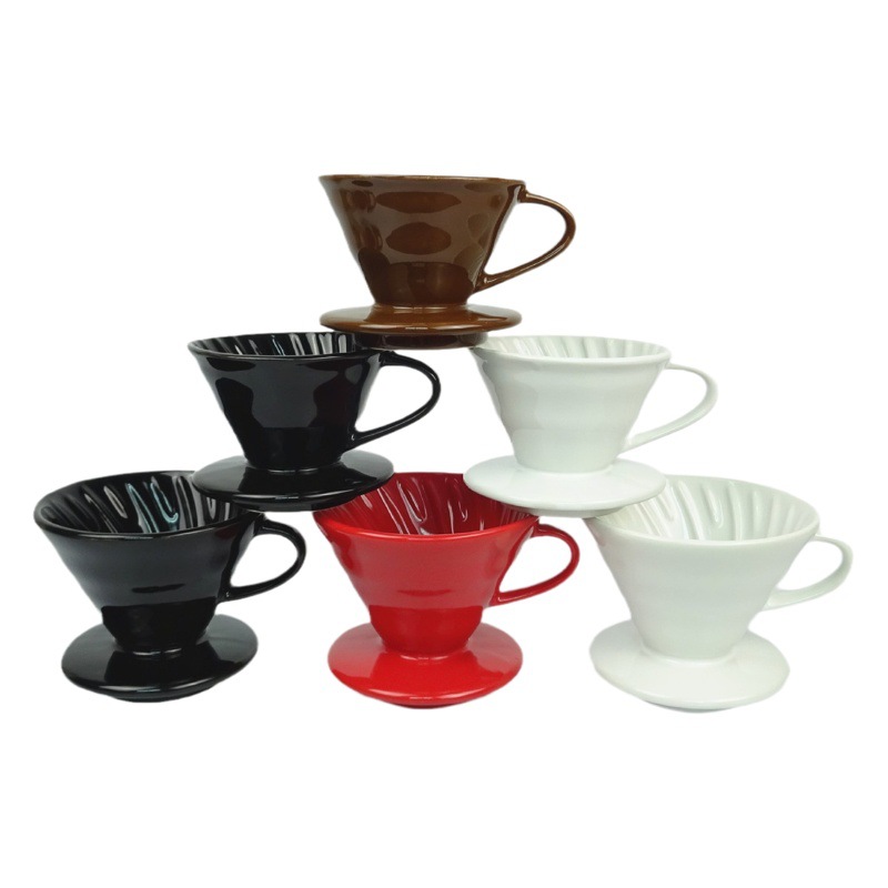 Filtro de café de cerámica con cono de filtro en espiral, herramienta de goteo V60 para preparar café.
