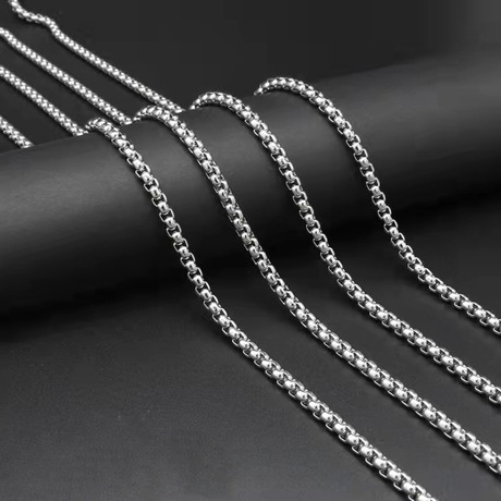 Jewery Cross-Border Chain Stainless Steel Square Pearl Chain Men's Titanium Stee