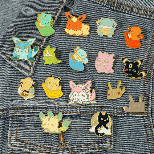 Japanese anime Pokemon ins trend Squirtle Pikachu brooch metal badge bag clothing accessories
