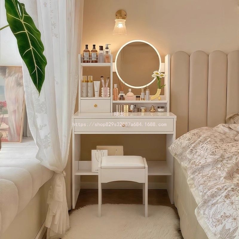 Xiaolong 2025 Simple Modern Bedroom Makeup Table Dresser Small All-In-One Mini Makeup Cabinet 60cm Small Apartment