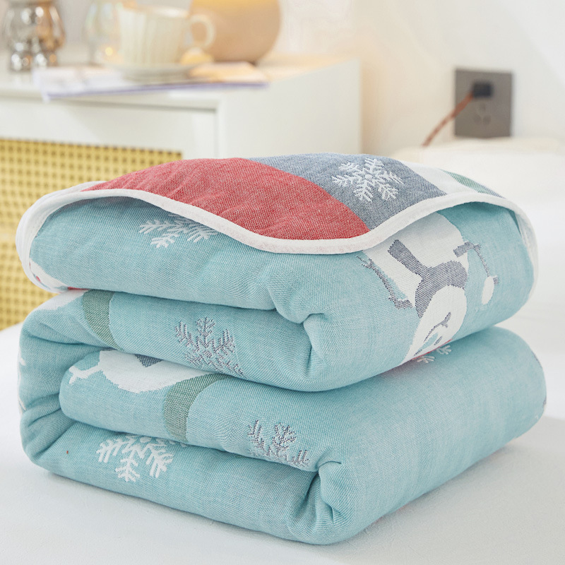 (Snowman) / 90x 100cm "cotton 6 layer yarn" baby