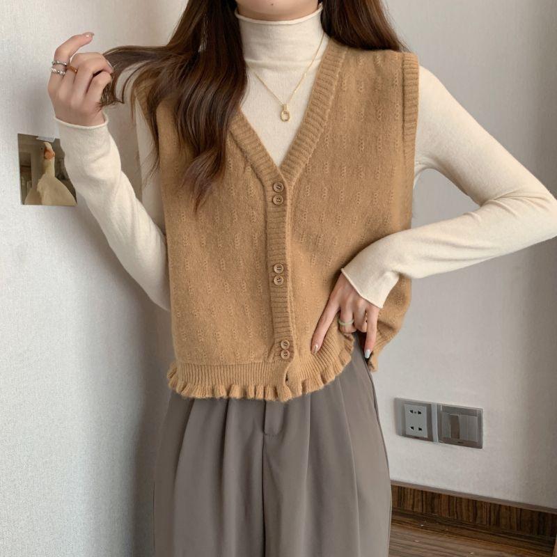 针织马甲女款2025新款外穿早春短款边开衫毛衣背心叠穿坎肩女|undefined