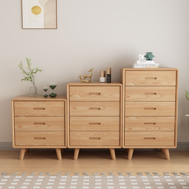 Armario de cajones de madera de cera blanca armario de almacenamiento de pared de la sala de estar gabinete de cajón de dormitorio de madera maciza gabinete de almacenamiento minimalista moderno