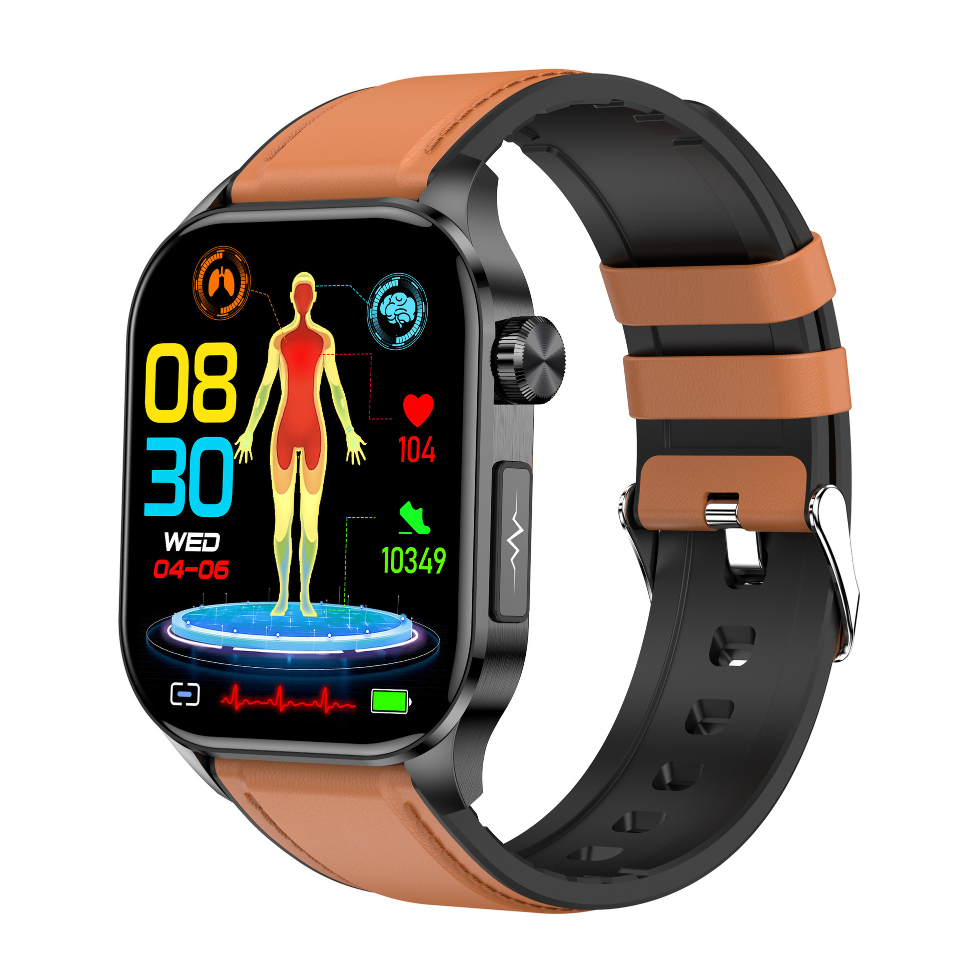 Unisex-Smartwatch mit EKG, Blutdruck- und Herzfrequenzmessung, 2,04-Zoll-AMOLED-Display, Schrittzähler, Business-Luxus-/Sport-Stil_voghion.com