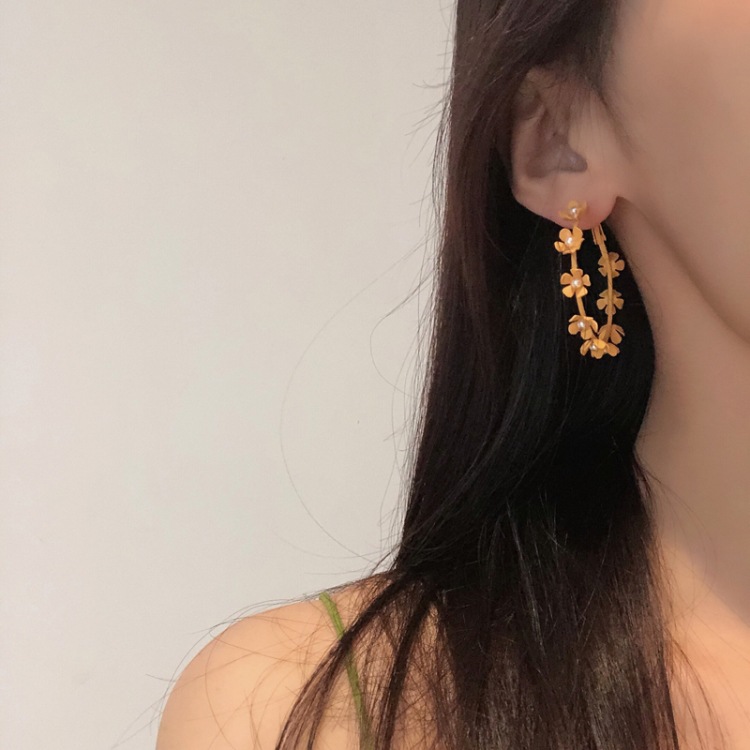 Korean Style Flower Frosted Big Circle Earrings display picture 4