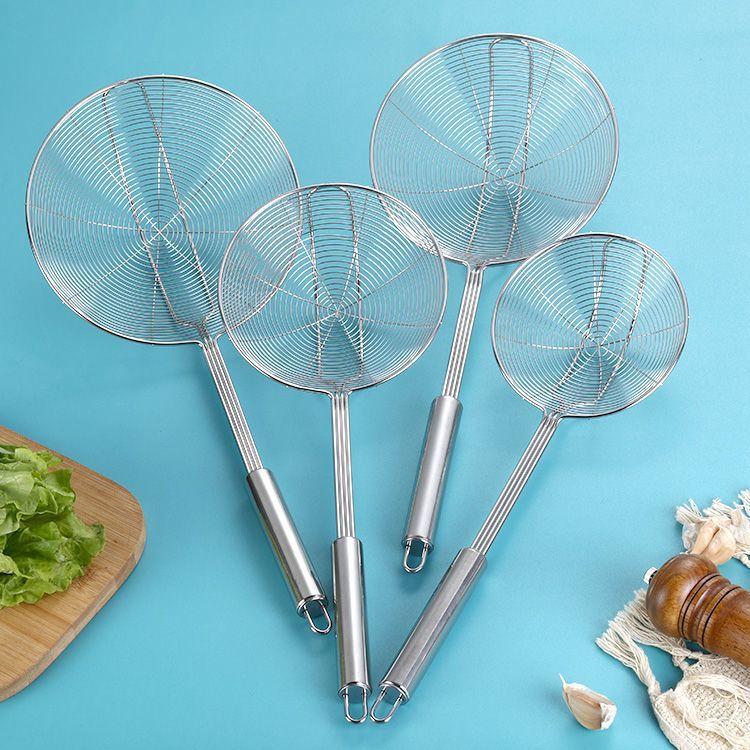 Colander 가정용 4 선 강화 메쉬 누설 Strainer Lou Noodles Dumpling Fried Line 누설 암호화 된 핫 팟 루 스푼 스테인레스 스틸