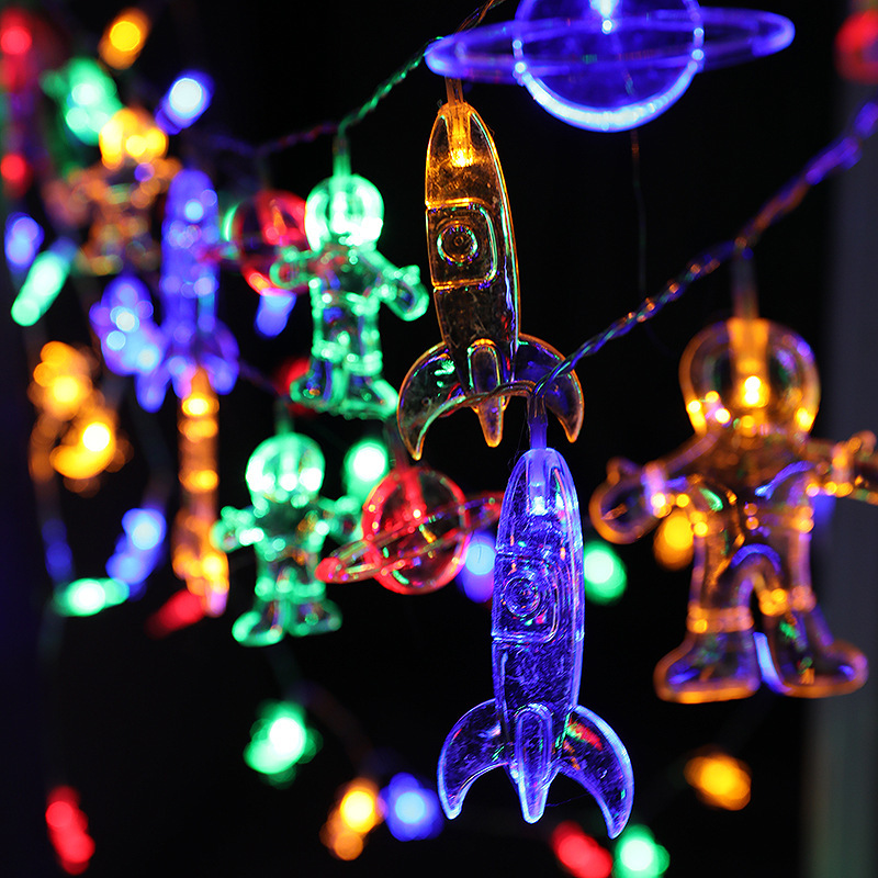 Cross-border hot supply led light string spaceman astronaut rocket universe burst ball battery colored lights home decorative lights