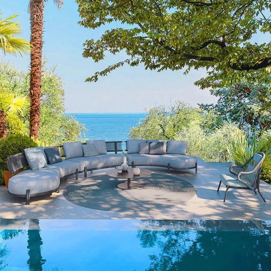 Outdoor round sofa set, pool sofa, tea seat, courtyard balcony coffee table, living room home single sofa chair