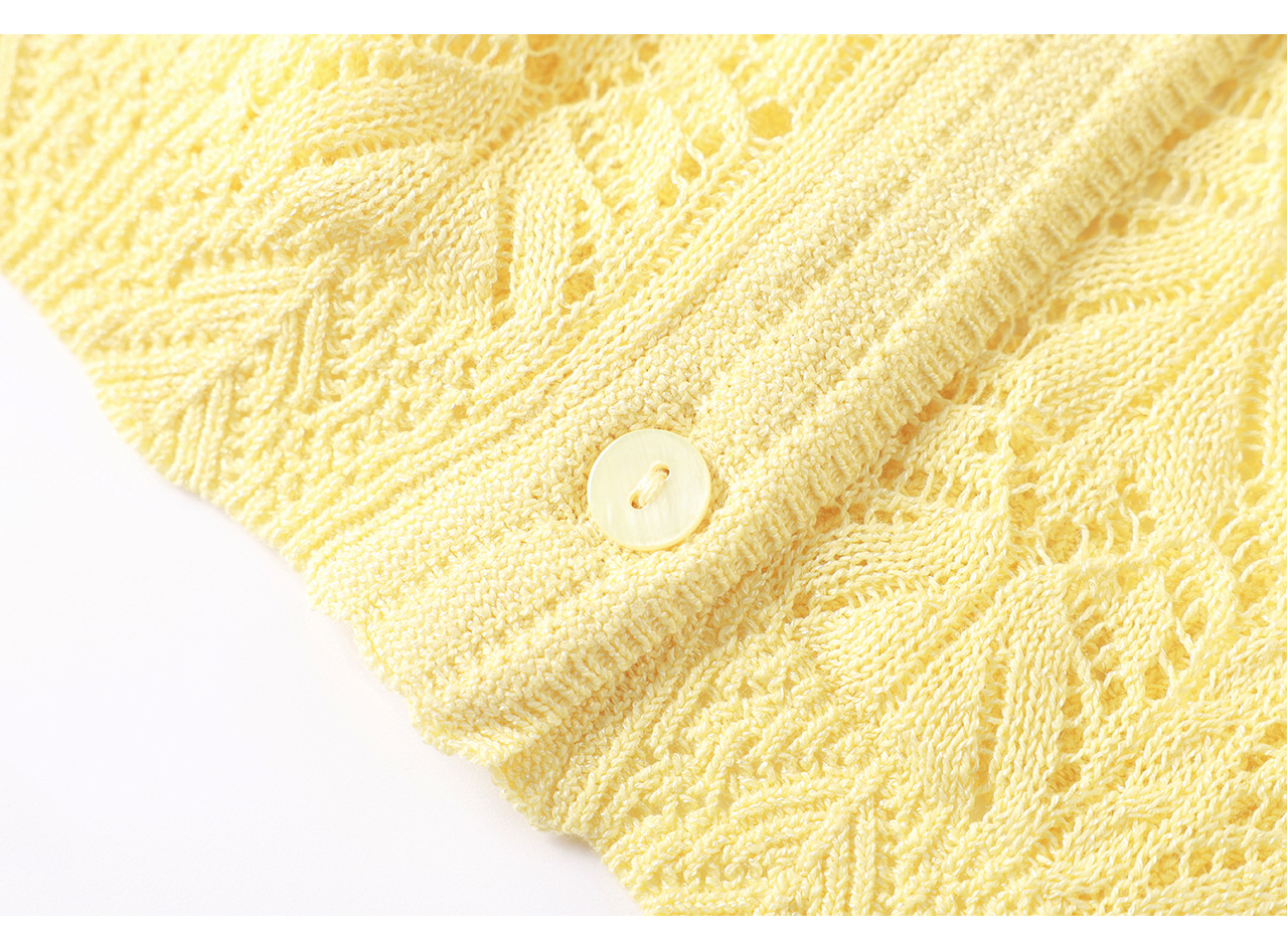 Áo cardigan cổ tròn họa tiết hoa móc nổi thiết kế mỏng nhẹ — màu trắng chi tiết 26