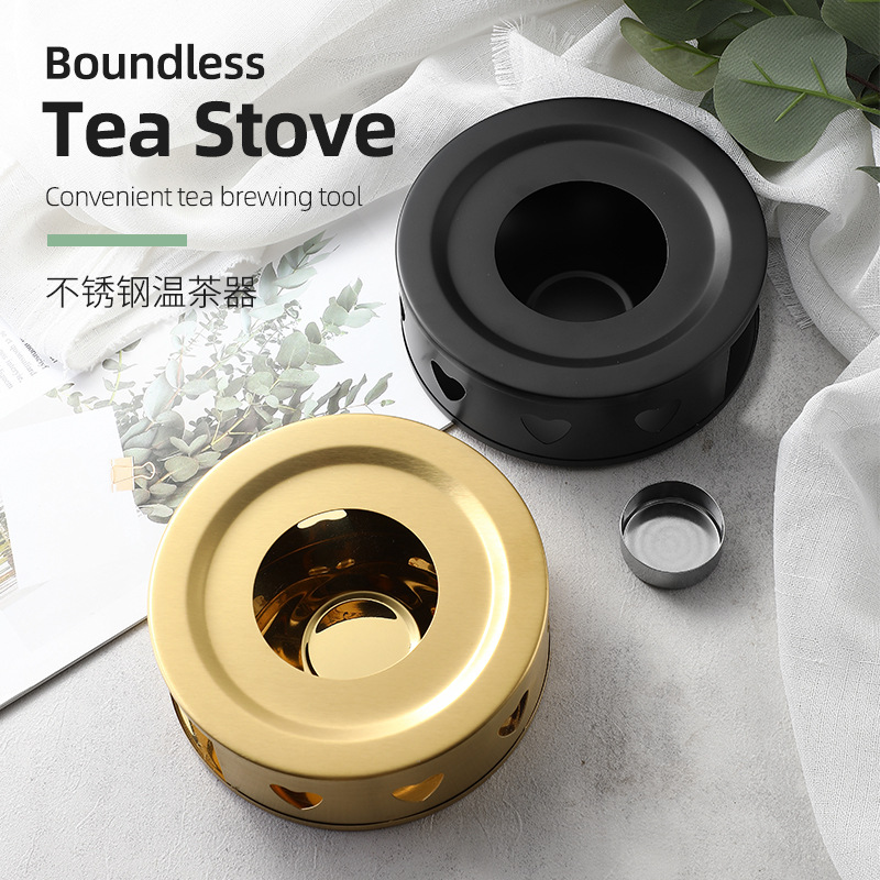Calentador de té de acero inoxidable DIY redondo vela base de calefacción calentador de té al aire libre conveniente calentador al por mayor