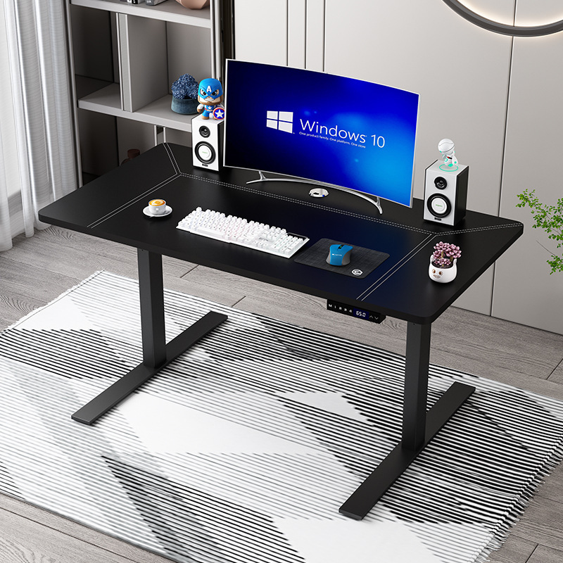 Electric lifting table leather surface computer desk standing Workbench home smart desk study desk