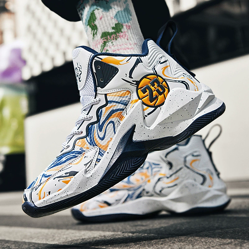 Новые высокие баскетбольные кроссовки для мальчиков, дышащие, износостойкие, легкие кроссовки для студентов, профессиональная практичная спортивная обувь с амортизацией и отскоком.
