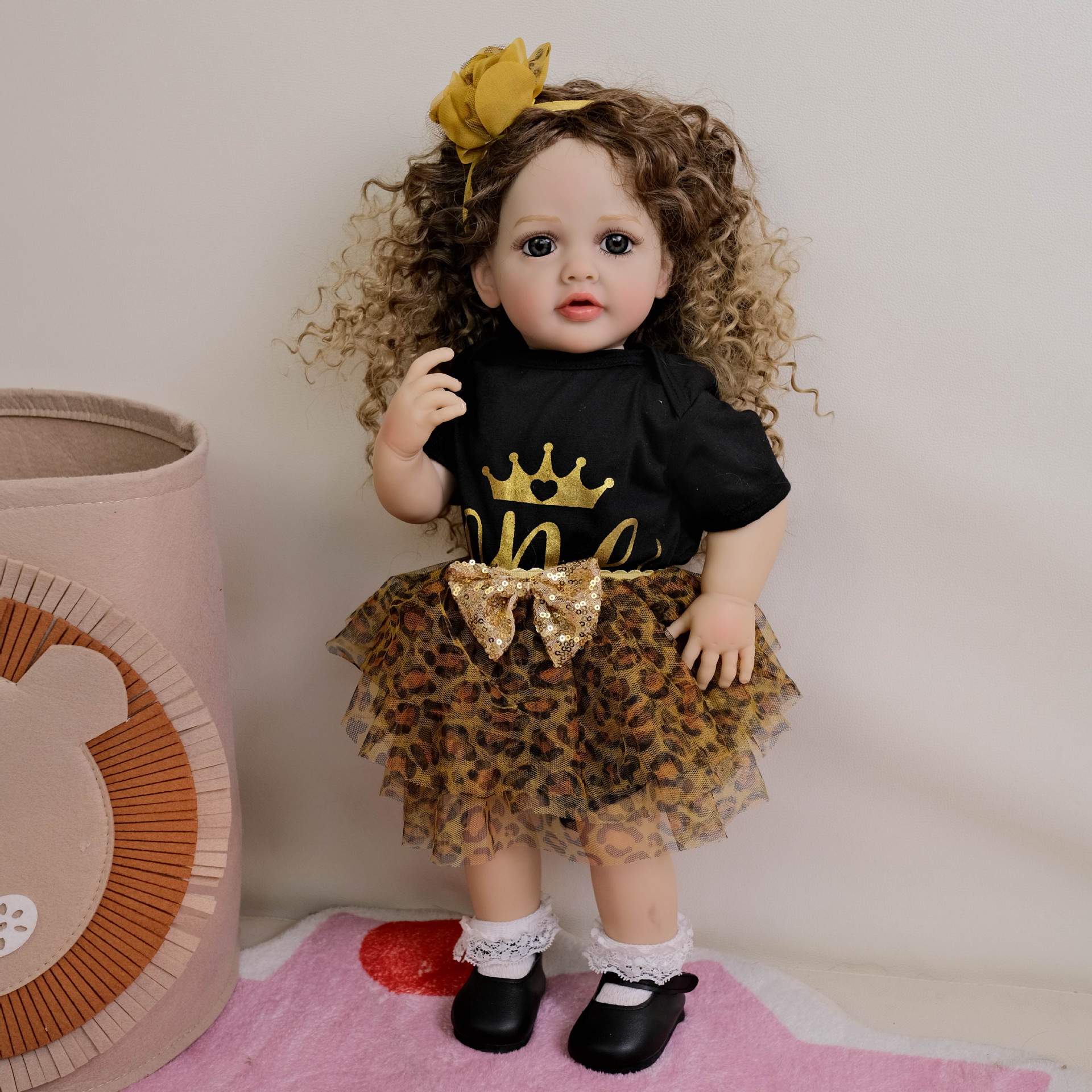 NPK falda de gasa con estampado de leopardo de goma completa de 55 cm simulación renacimiento muñeca Betty fuente de comercio electrónico transfronterizo