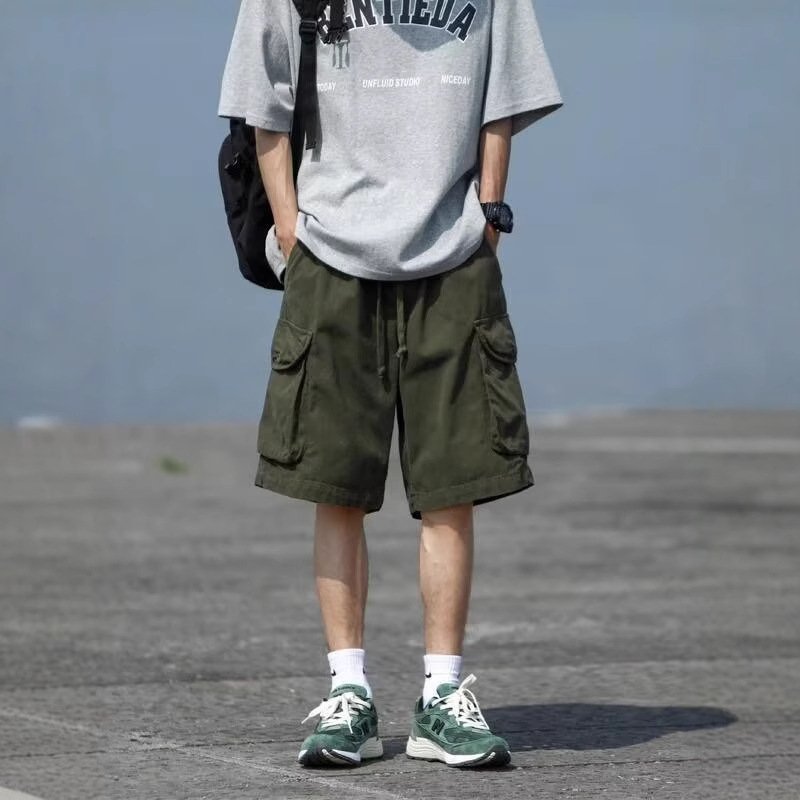 Japanese Tooling Shorts Men's Trendy Brand plus size Loose Summer 2024 New Arrival Five-point Casual Middle Pants Black