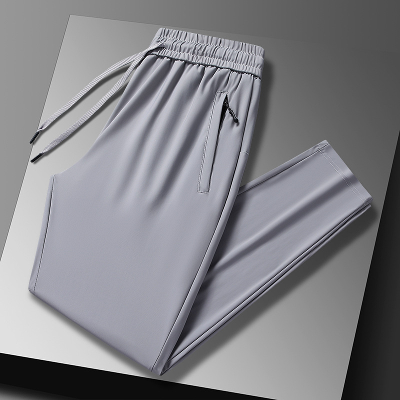 Pantalones de hielo para hombres de verano delgados pie de cinturón grande sensación de caída pantalones casuales para hombres pantalones deportivos de secado rápido fábrica directa