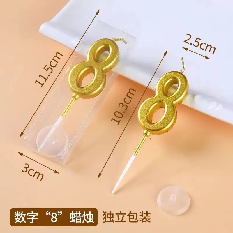 Ins en línea vela de cumpleaños digital vela de oro envasado independiente decoración de pastel vela fábrica directa