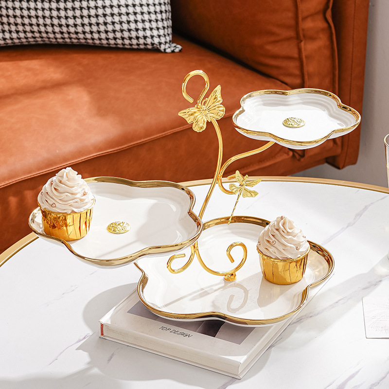 Plato de fruta de múltiples capas hogar sala de estar pastel caramelo merienda bandeja de té mesa de postre merienda de té de la tarde soporte de exhibición