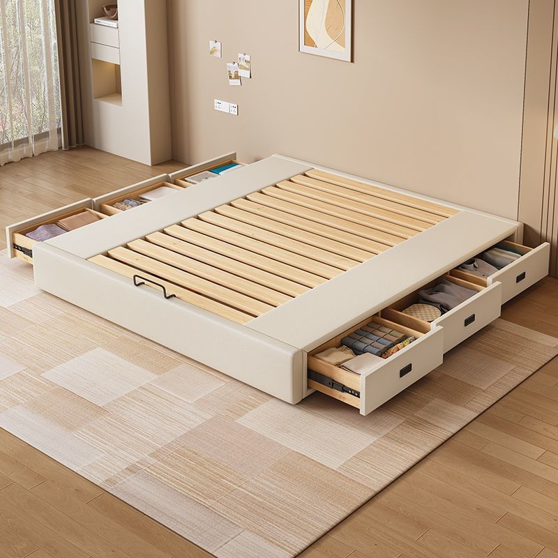 Cama de madera maciza sin cabecera Cama de almacenamiento de caja Cama de almacenamiento de cajón de marco de fila de tatami de apartamento pequeño