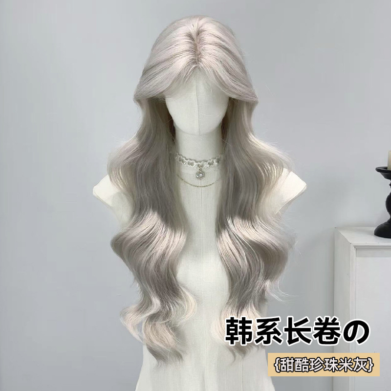 Xinxin wig women's cross-border wholesale forehead lace eight-character bangs long curly hair net red temperament atmosphere full head cover Xinxin wig women's cross-border wholesale forehead lace eight-character bangs long curly hair net red temperament atmosphere full head cover