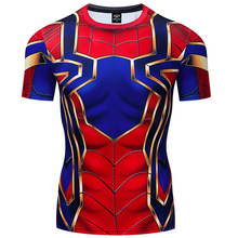 歐美蜘蛛俠T恤緊身衣英雄遠征衣服復仇者聯盟4漫威緊身衣健身短袖