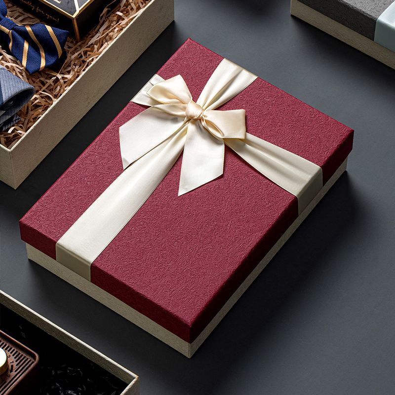 高档蝴蝶结礼物盒天地盖蝴蝶结礼品盒酒红色伴手礼喜糖盒现货批发