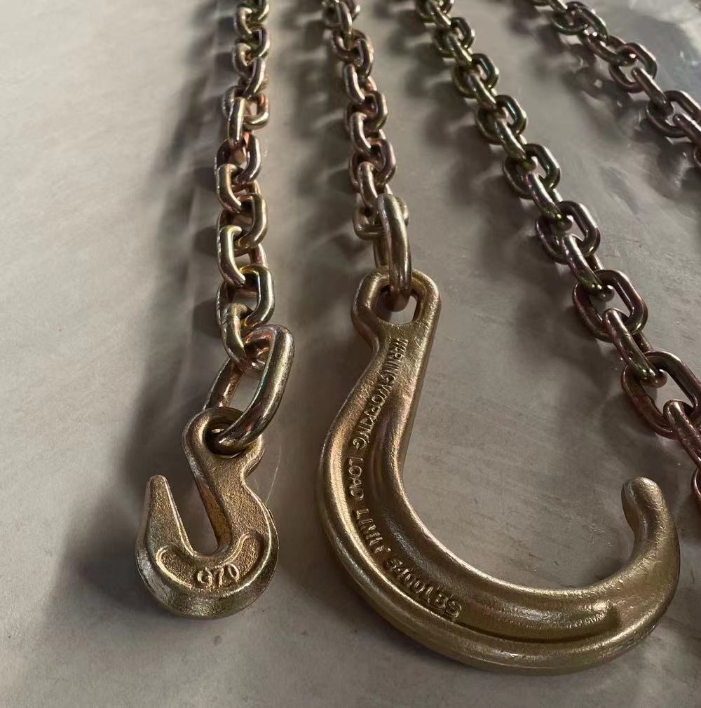 运输链美标G70拖车链带J型钩和5/16英寸眼钩适用于平板卡车安全链