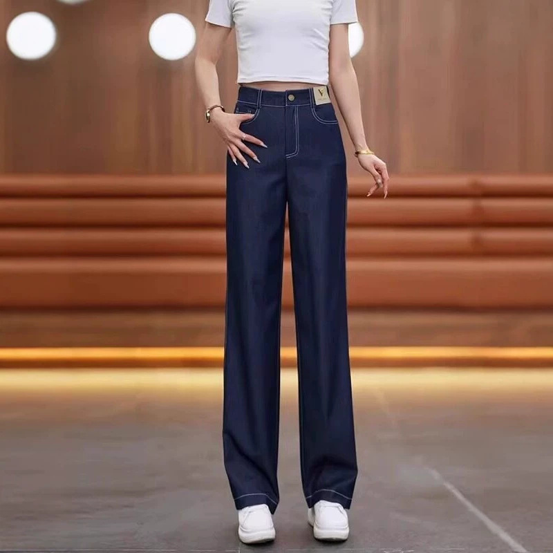 Versatile Straight-Leg Jeans for Women, 2026 Summer New High-Waisted Slimming Casual Drapey Narrow Wide-Leg Pants