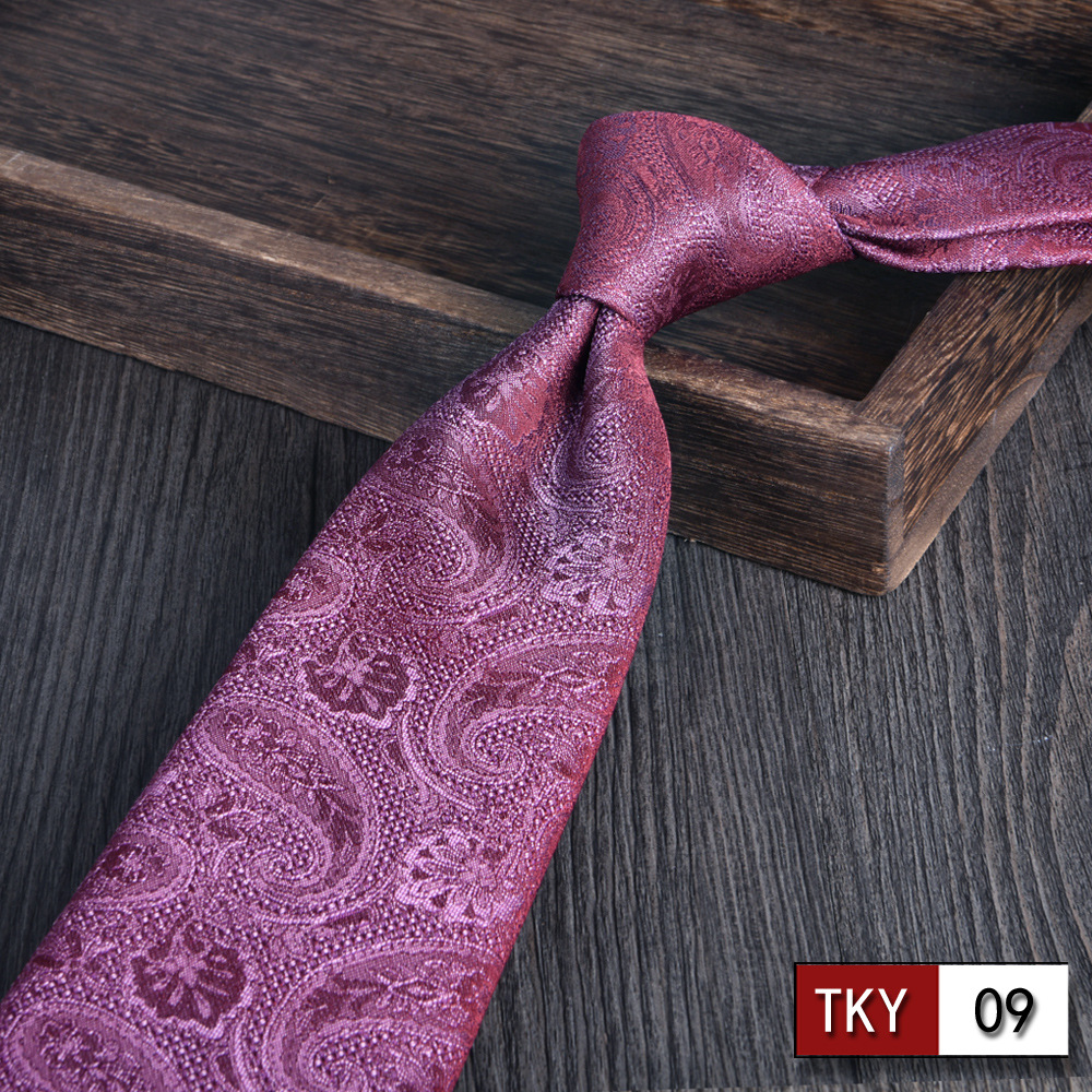 Corbata hombre vestido de negocios profesionales vino rojo novio casamiento Jacquard 8cm mano nueva tendencia spot
