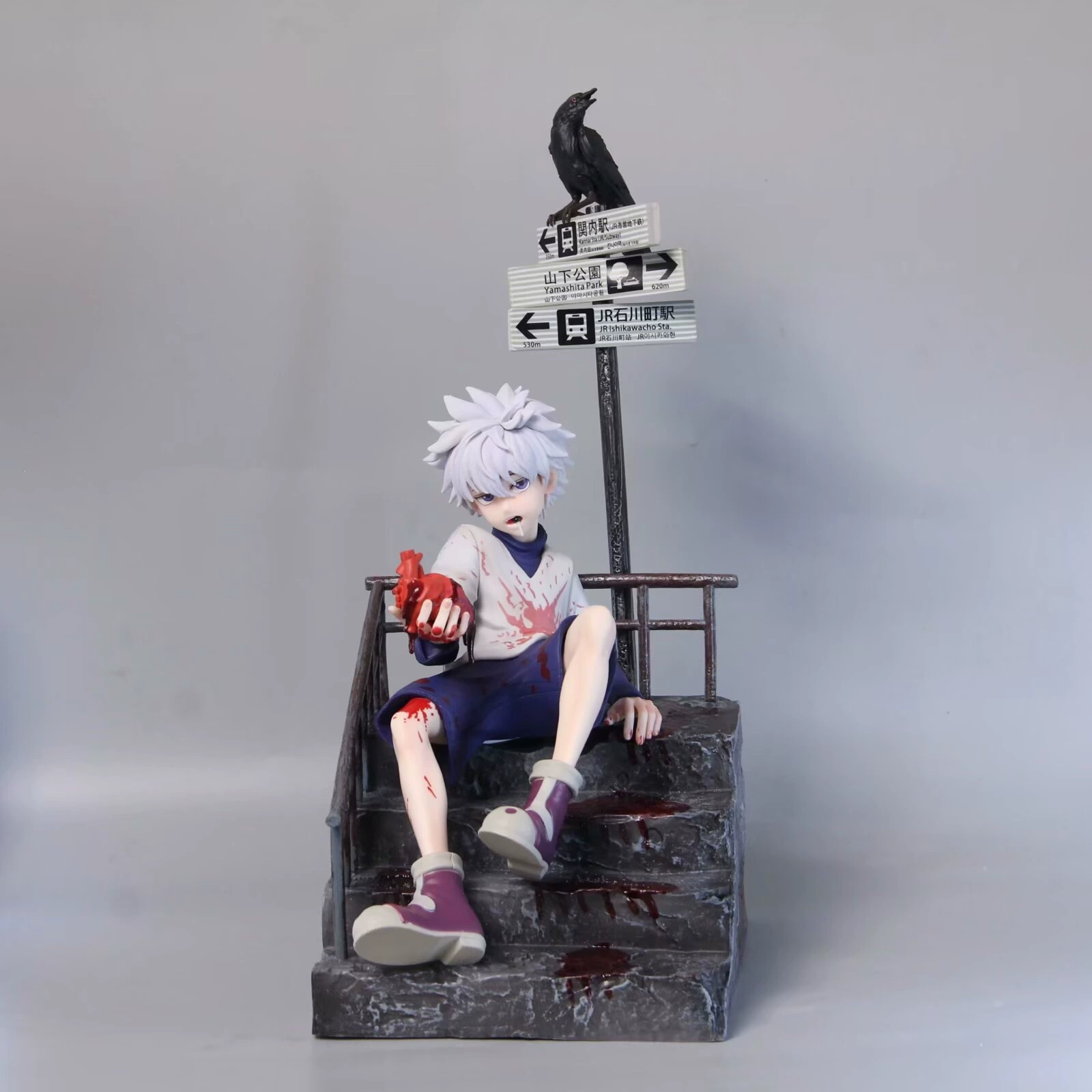 Full -time hunter Qi 敌 敌 敌 敌 全 全 全 全 hunter sitting posture scene statue model decoration