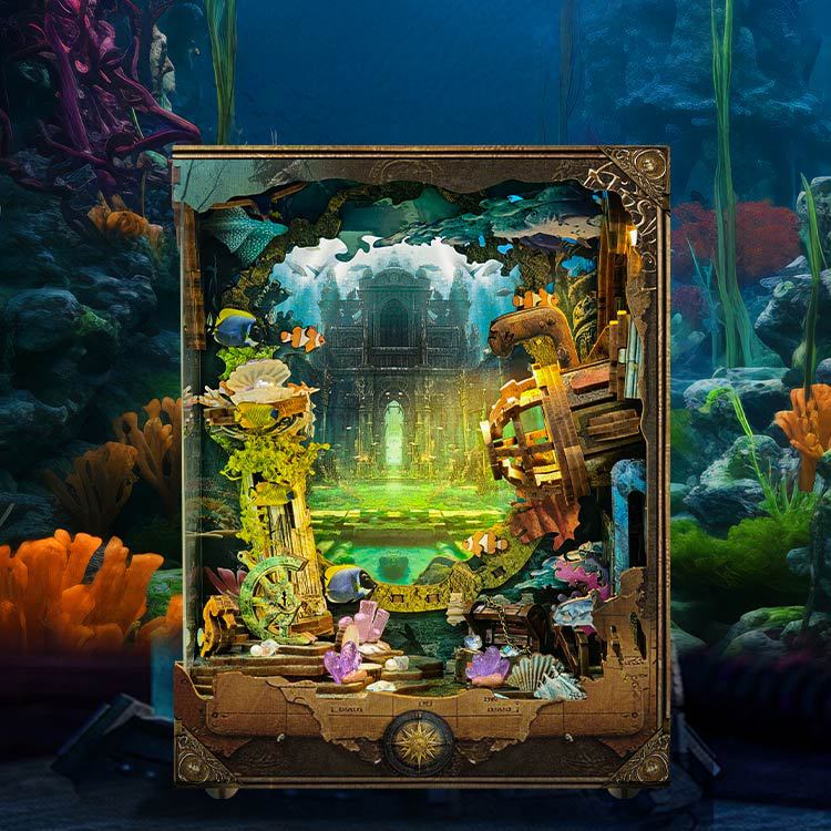 Libro nook ballena vacía varita mágica cabaña de bricolaje 3d montaje tridimensional luz nocturna libro de madera rompecabezas modelo de construcción