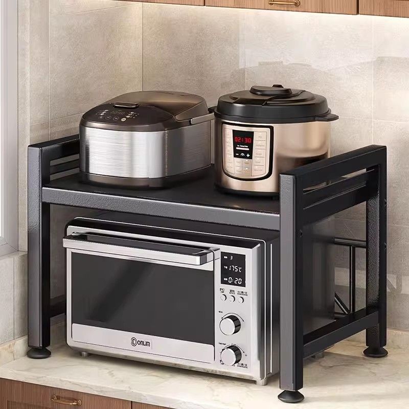 Estante de cocina estante de horno retráctil horno de microondas arroz casero de doble capa mesa de escritorio soporte de almacenamiento de mesa