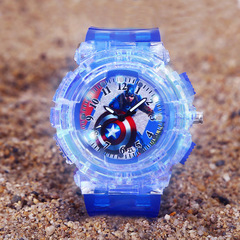 Captain America Kids' Anime Superhero LED Electronic Watch for Elementary School Students with Pointer Reading Quartz Watch