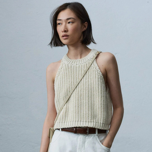 COR~Knitted camisole women's 2024 spring and summer new design niche simple backless halterneck