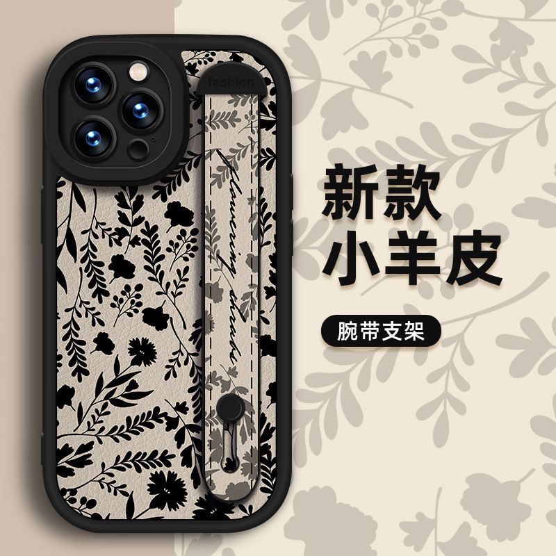 Suitable for Apple 15 wrist strap bracket 14Promax mobile phone case 13 all-inclusive 12 sheepskin simple xr Advanced sense