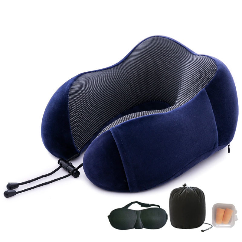 Algodón de memoria transfronteriza almohada de cuello tipo U almohada de columna cervical tela magnética almohada de avión de viaje portátil almohada de cuello almohada de cuello
