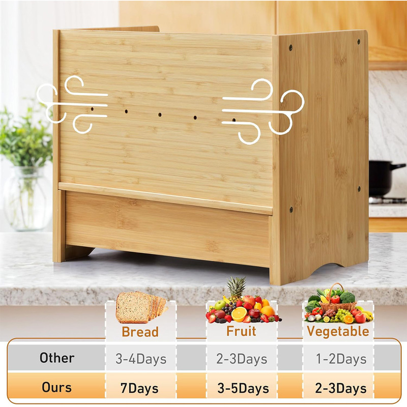Amazon ベストセラー竹製パンボックス引き出し付き食品防塵ラップ付きコンパートメント引き出しキッチンパンボックス|undefined