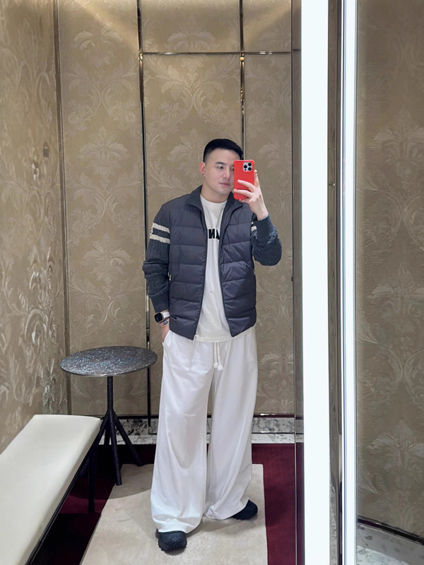 蒙家高奢至臻版立领针织拼接夹克外套高端白鹅绒拼接羊毛羽绒夹克|undefined