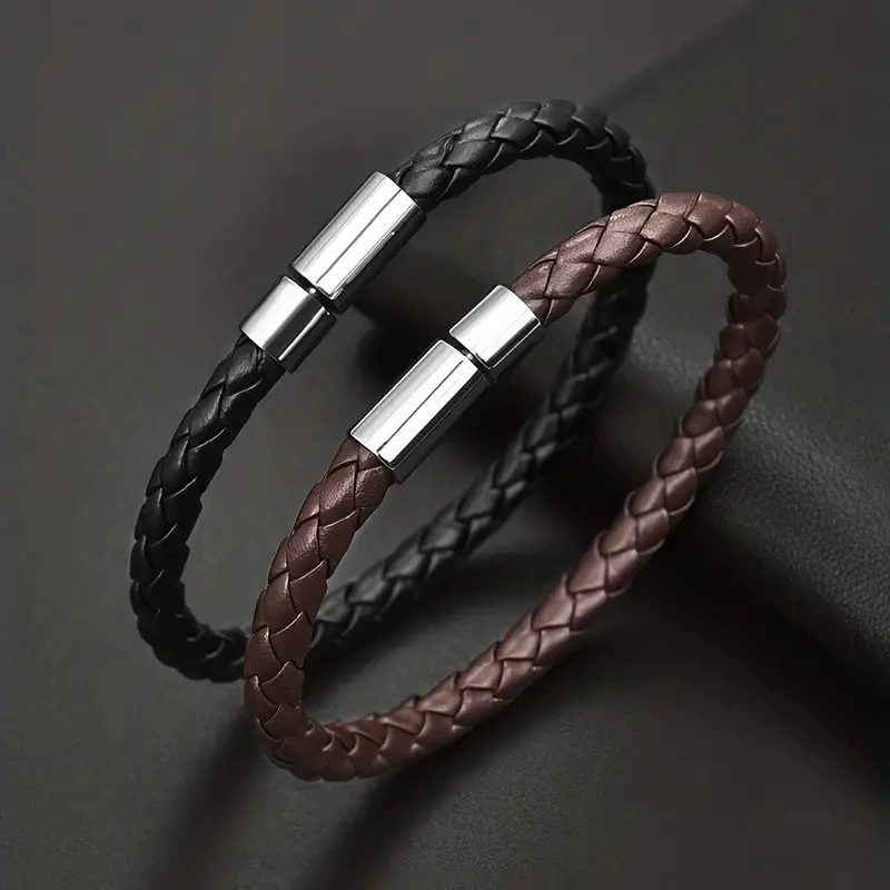 Трансграничная AliExpress кожаная веревка ручной вязаный браслет браслет для мужчин и женщин пара минималистская ручная веревка медная голова браслет моды