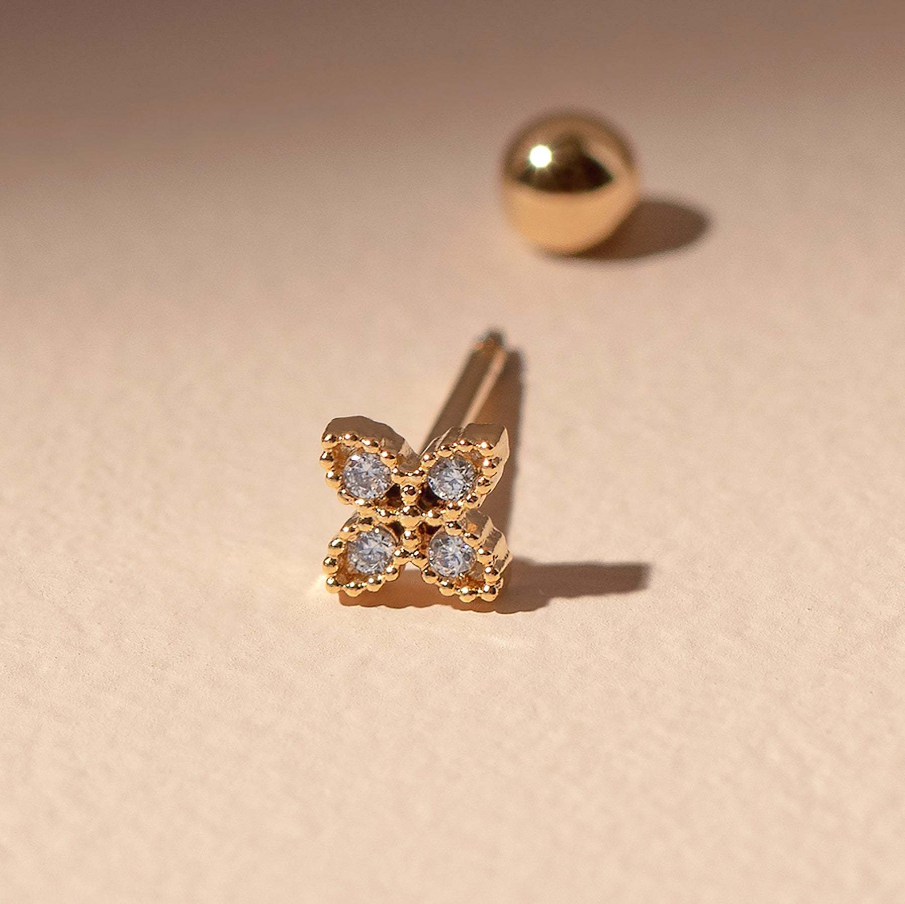 fashion leaf flower geometric symmetrical copper inlaid zircon earrings wholesale