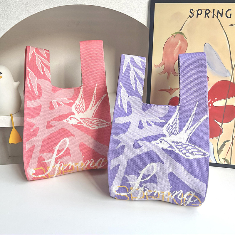 Bolso de punto de flores versión coreana del bolso de hombro de diseño de nicho de moda ins