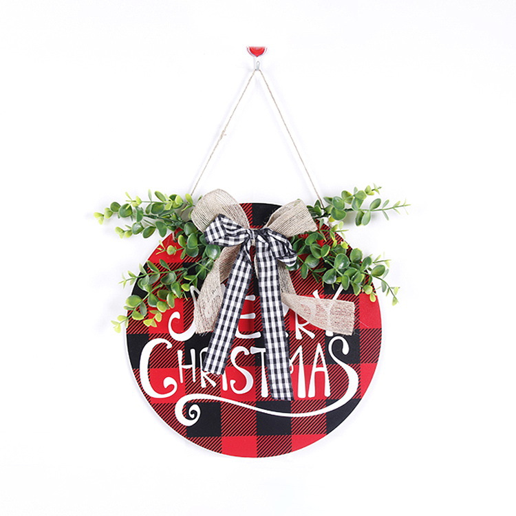 Nueva Navidad pieza colgante de madera Navidad pared ventana decoración colgante arco redondo puerta placa adornos