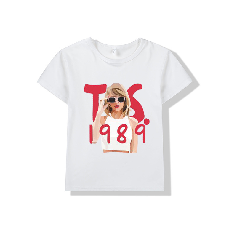 Taylor Swift Taylor Swift Pattern Children's Wear Big Kids Fashion Short Sleeve T-Shirt