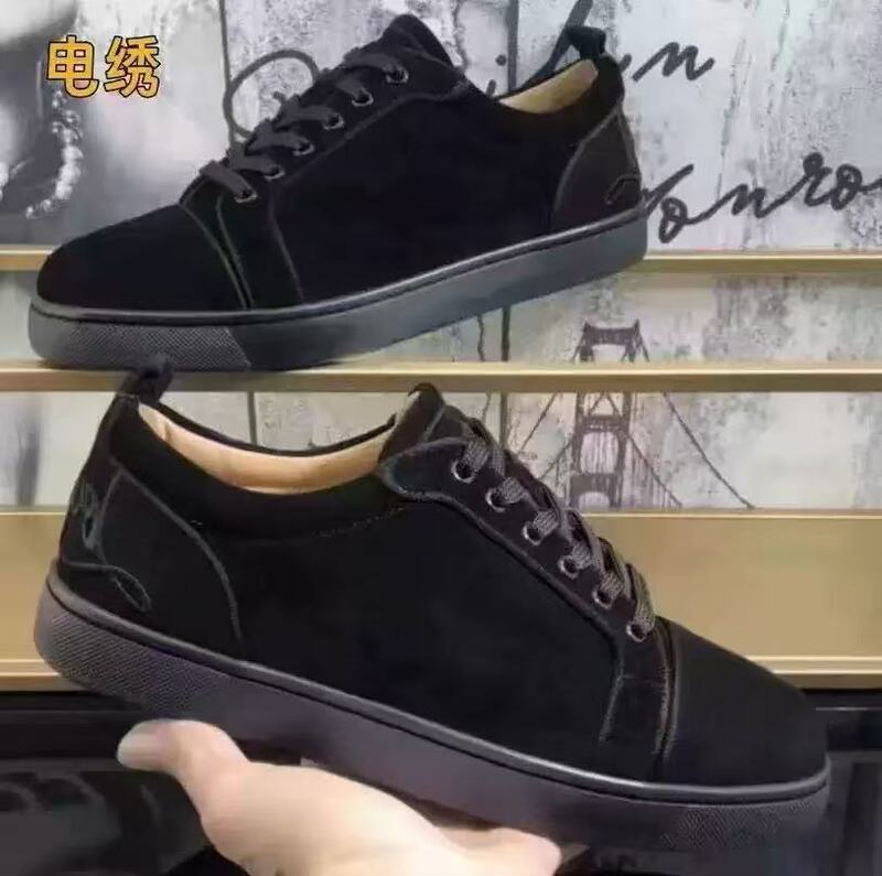 New Style Electric Embroidery Men's Shoes, Black Suede Low-Top Lace-Up Casual Sneakers, Trendy Versatile Breathable Soft-Soled Shoes