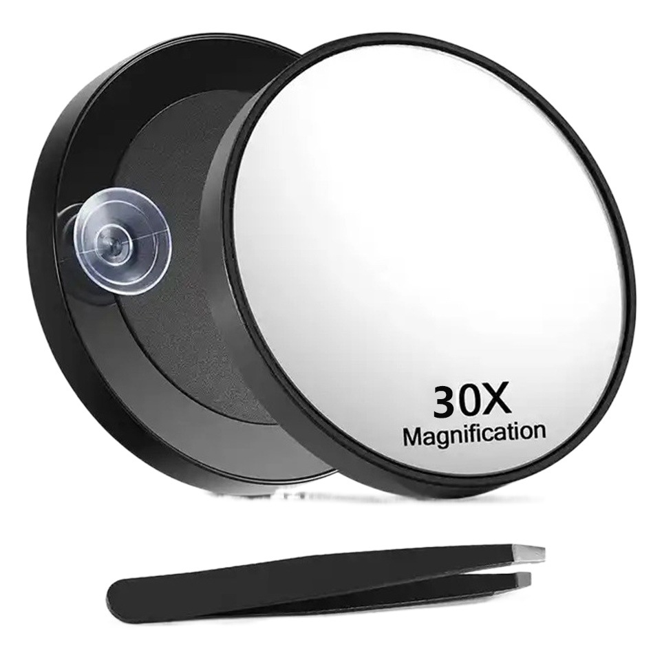 Espejo de maquillaje de ampliación 30 veces Espejo de ampliación Espejo de afeitado Poros redondos Ventosa de espinillas de mano 10 veces 20 veces Espejo de maquillaje