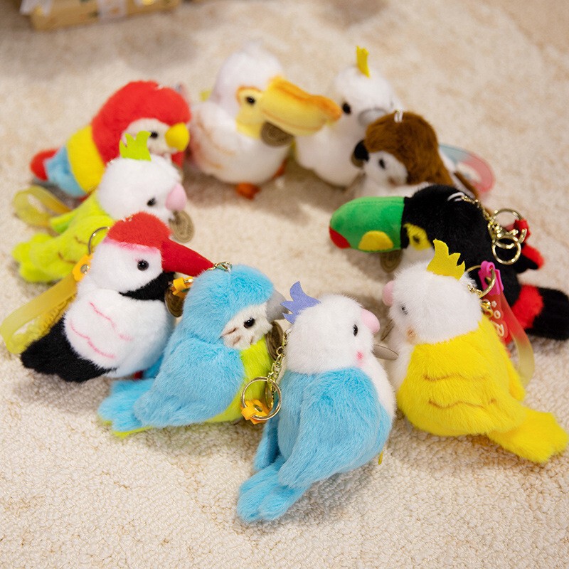 Cross-Border Magnetic Shoulder Parrot Plush Toy with Nest Animal Doll Bird Pendant Snap Ring Doll Bag Hanging