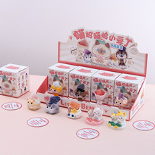 小红书新款喵呜喵呜小豆丁水晶盲盒可爱萌宠潮玩桌面装饰摆件批发