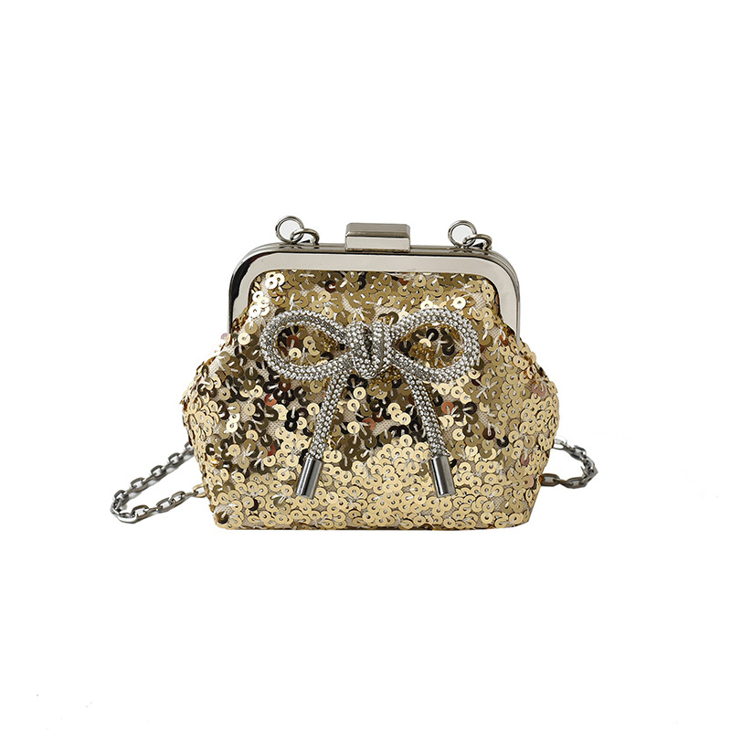 Bolso de hombro de niña con lentejuelas de moda, lindo lazo, clip, mini bolso de mensajero para bebé, nuevo bolso de cadena para niños